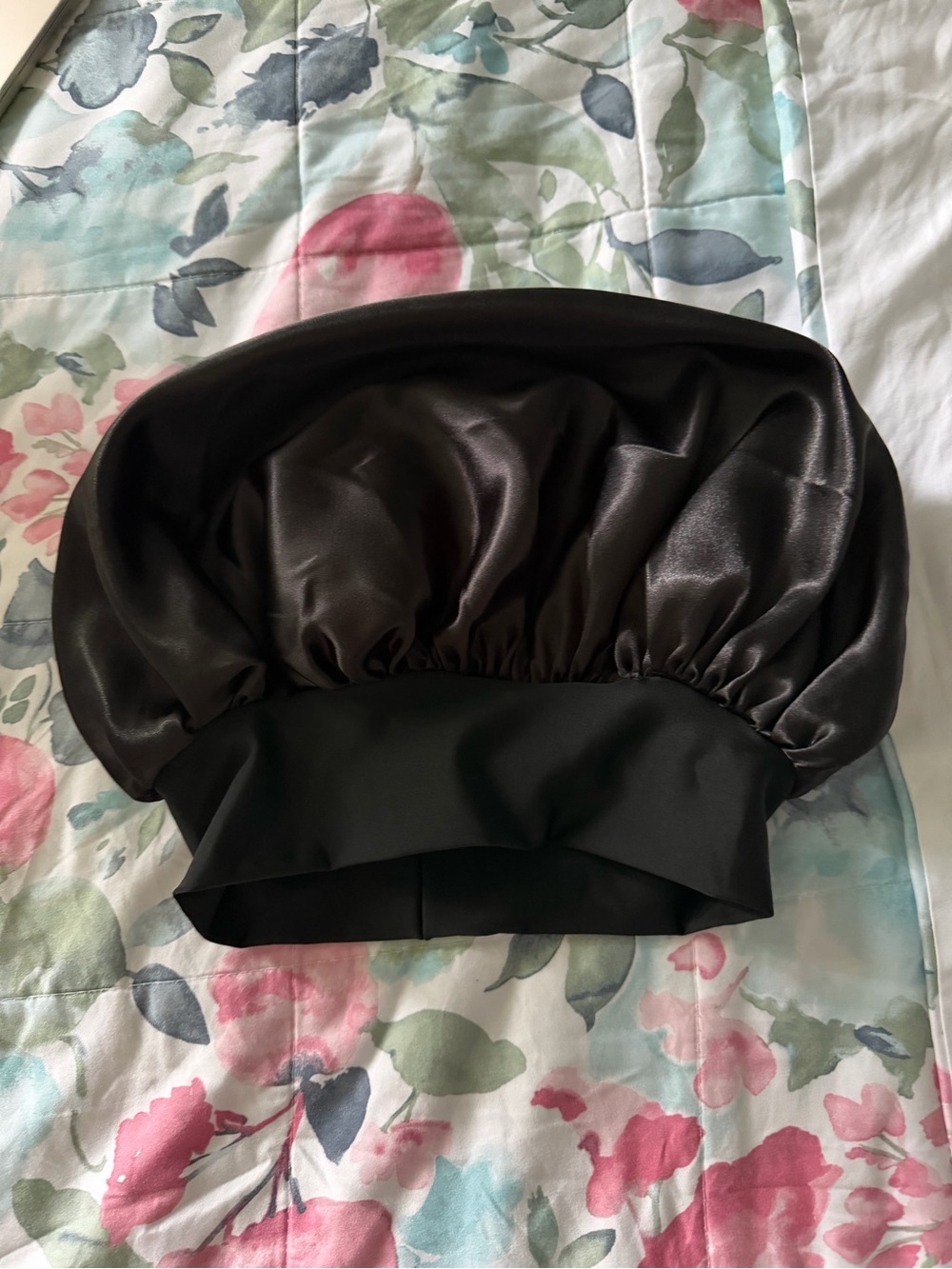 REVOLVE Black Satin Bonnet with Elastic Band